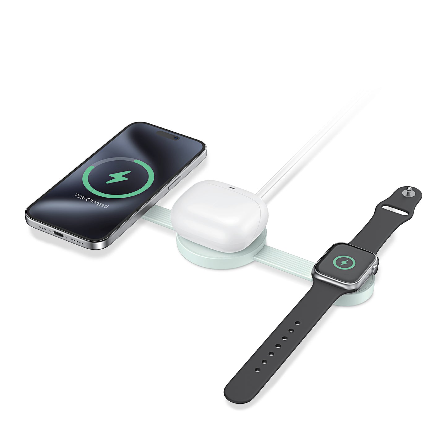 ZIZO PowerVault Fold 3-in-1 Travel Charging Station with MagSafe Mount - Mint