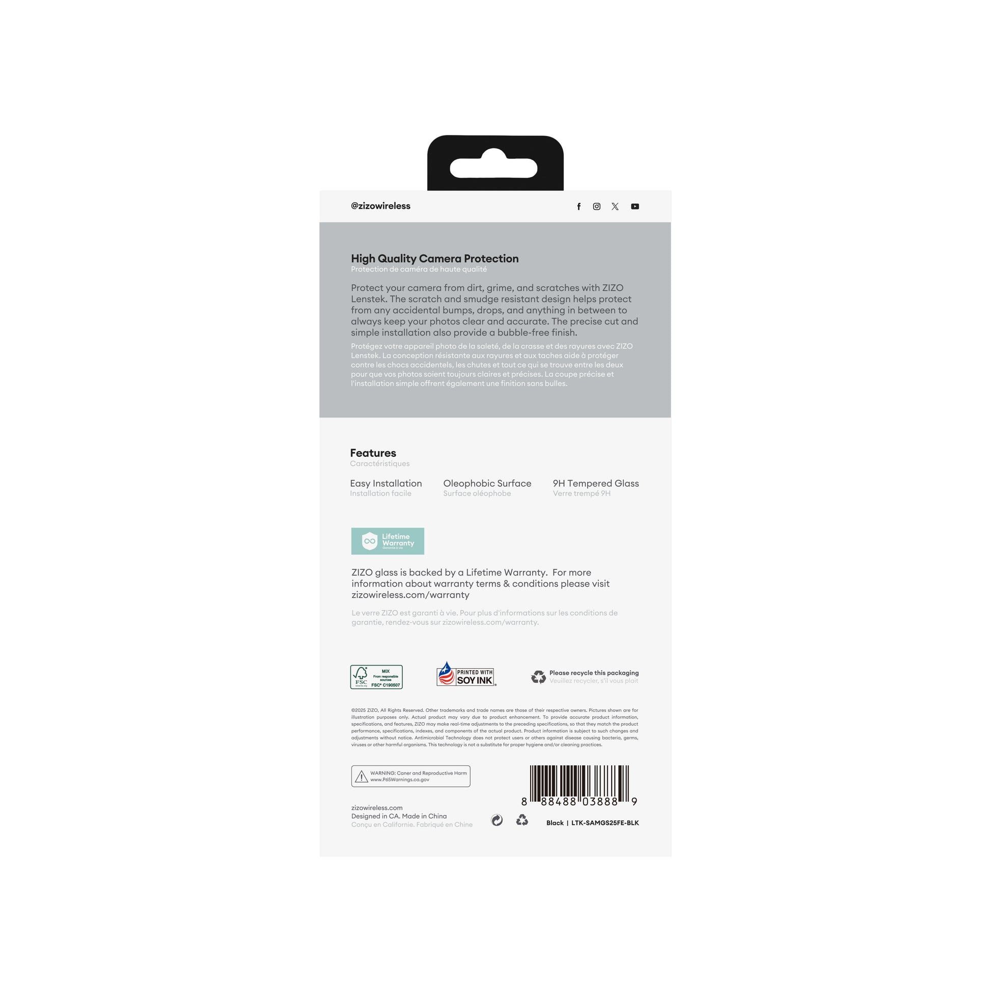 ZIZO LensTek Galaxy S25 FE Camera Lens Protector (2 Pack) - Black - ZIZO Wireless