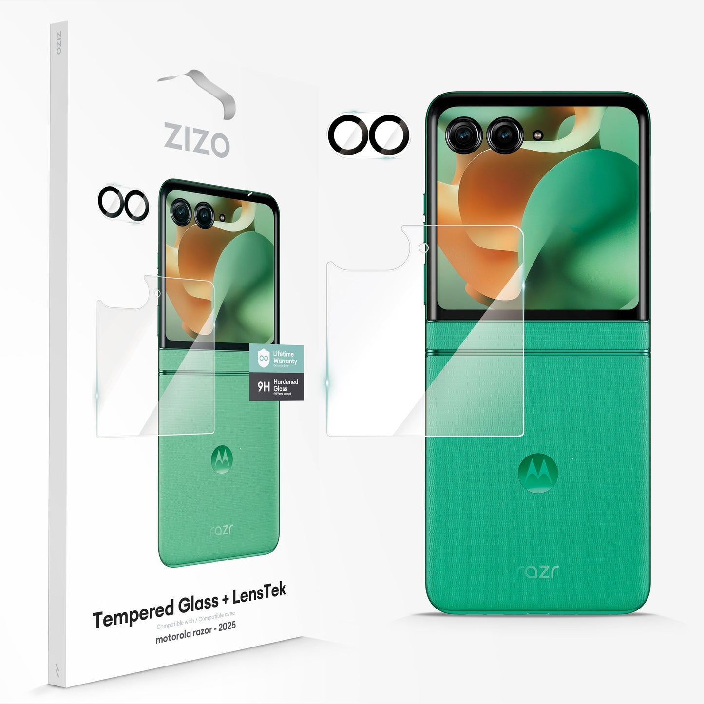 ZIZO TEMPERED GLASS Screen Protector with Camera Lens Protector for motorola razr - 2025/2026
