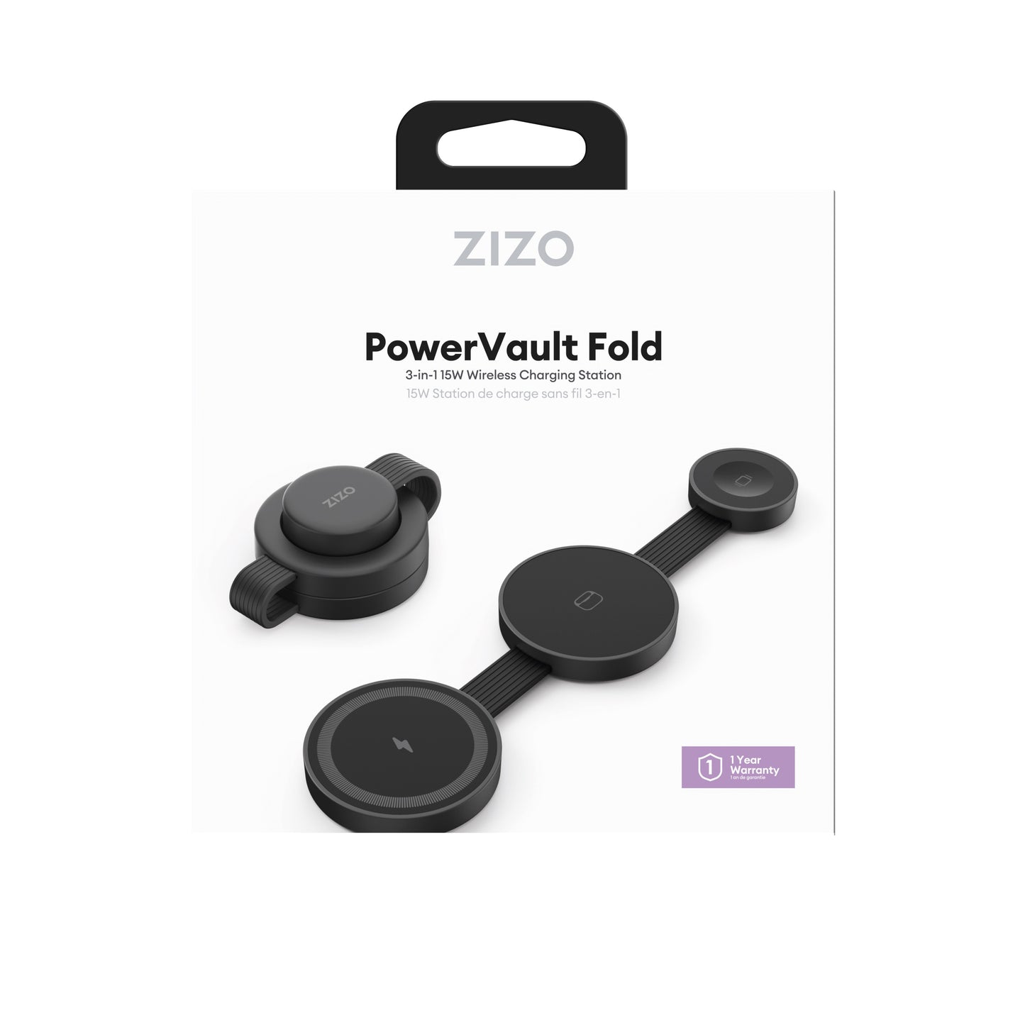 ZIZO PowerVault Fold 3-in-1 Travel Charging Station with MagSafe Mount - Black