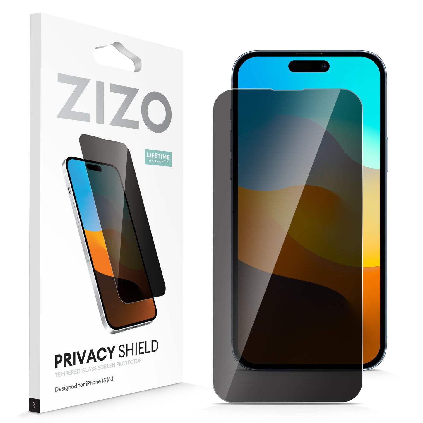 ZIZO PRIVACY Tempered Glass Screen Protector for iPhone 15 - Privacy - ZIZO Wireless