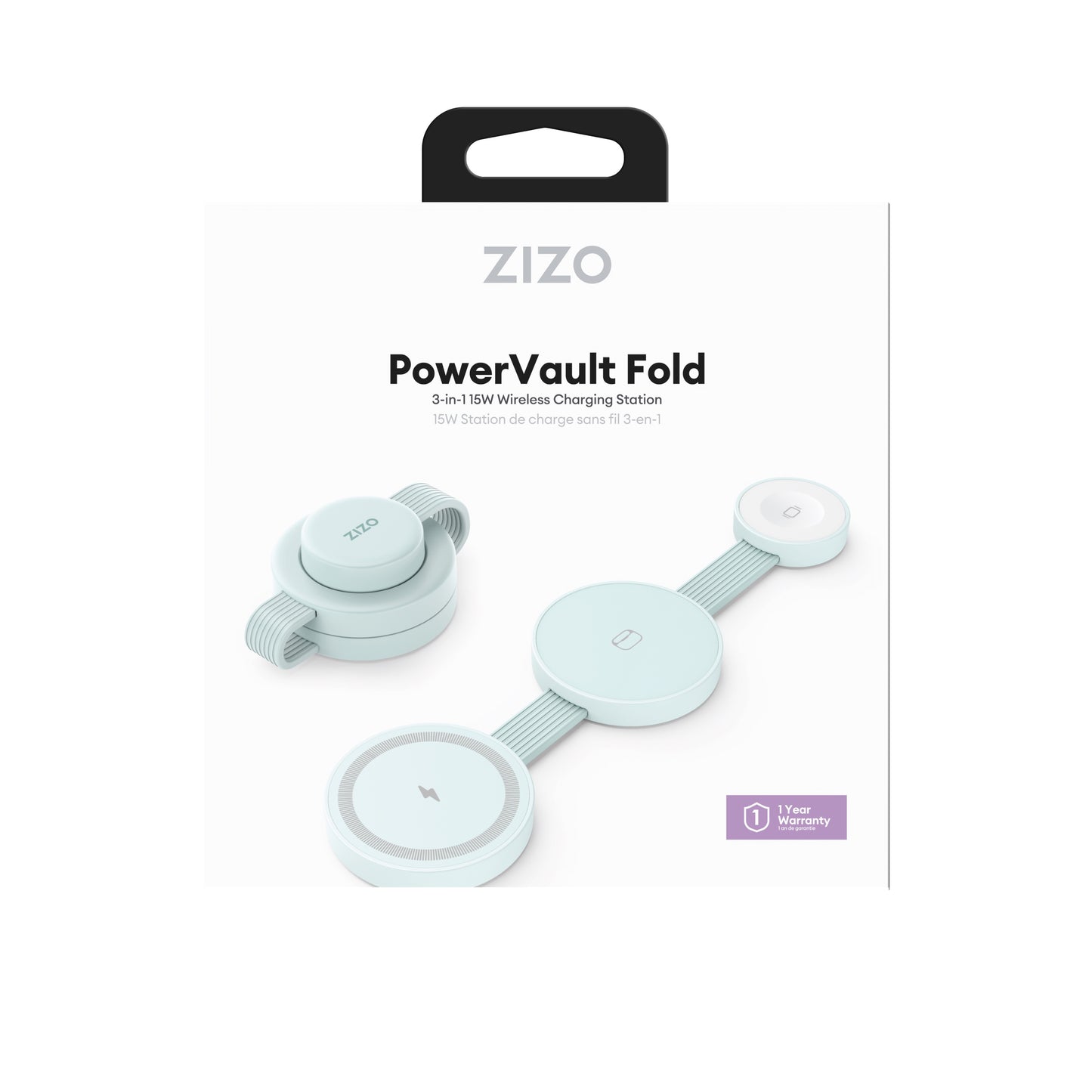 ZIZO PowerVault Fold 3-in-1 Travel Charging Station with MagSafe Mount - Mint