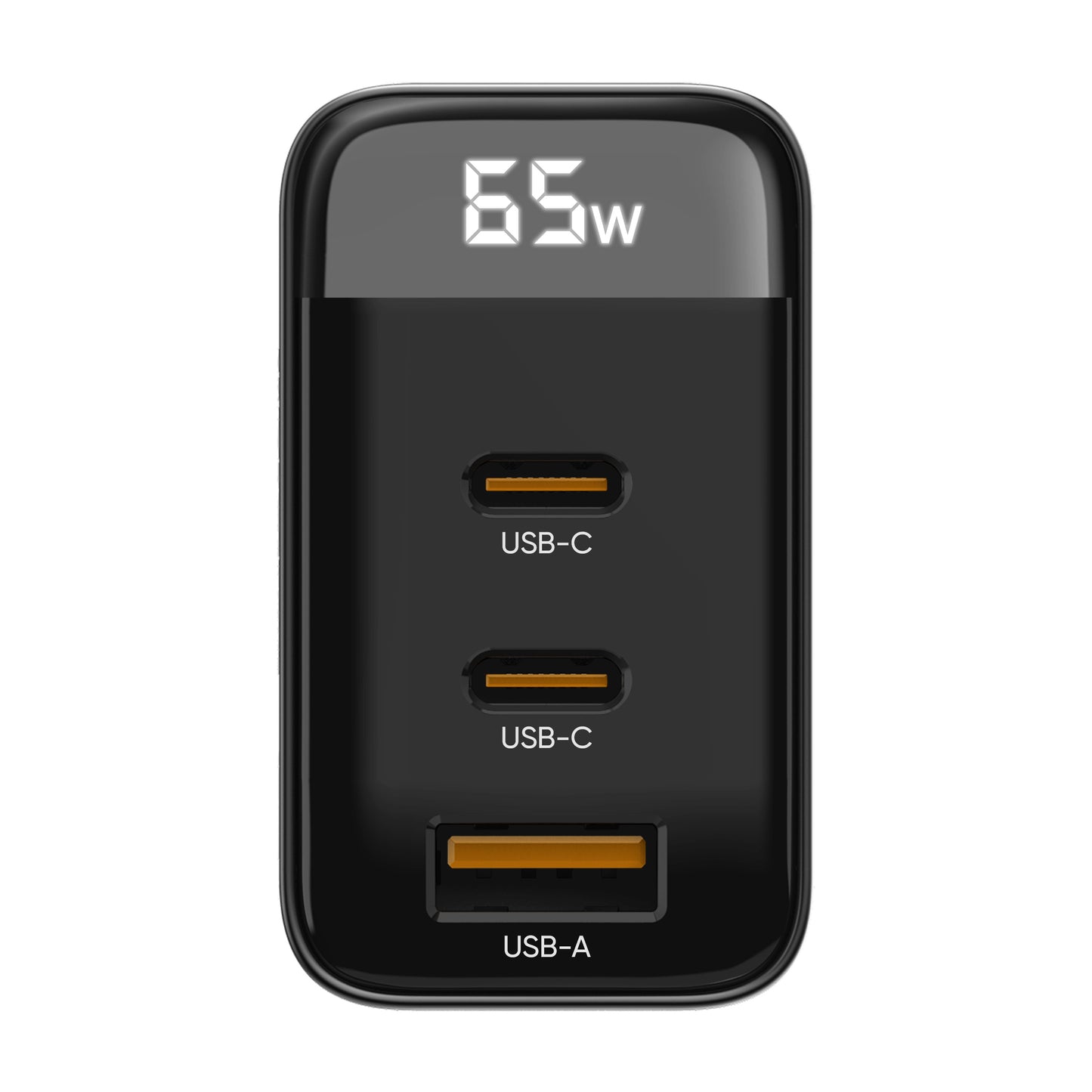 ZIZO PowerVault 65W GaN Dual USB-C + USB-A Wall Charger with Digital Power Display - Black