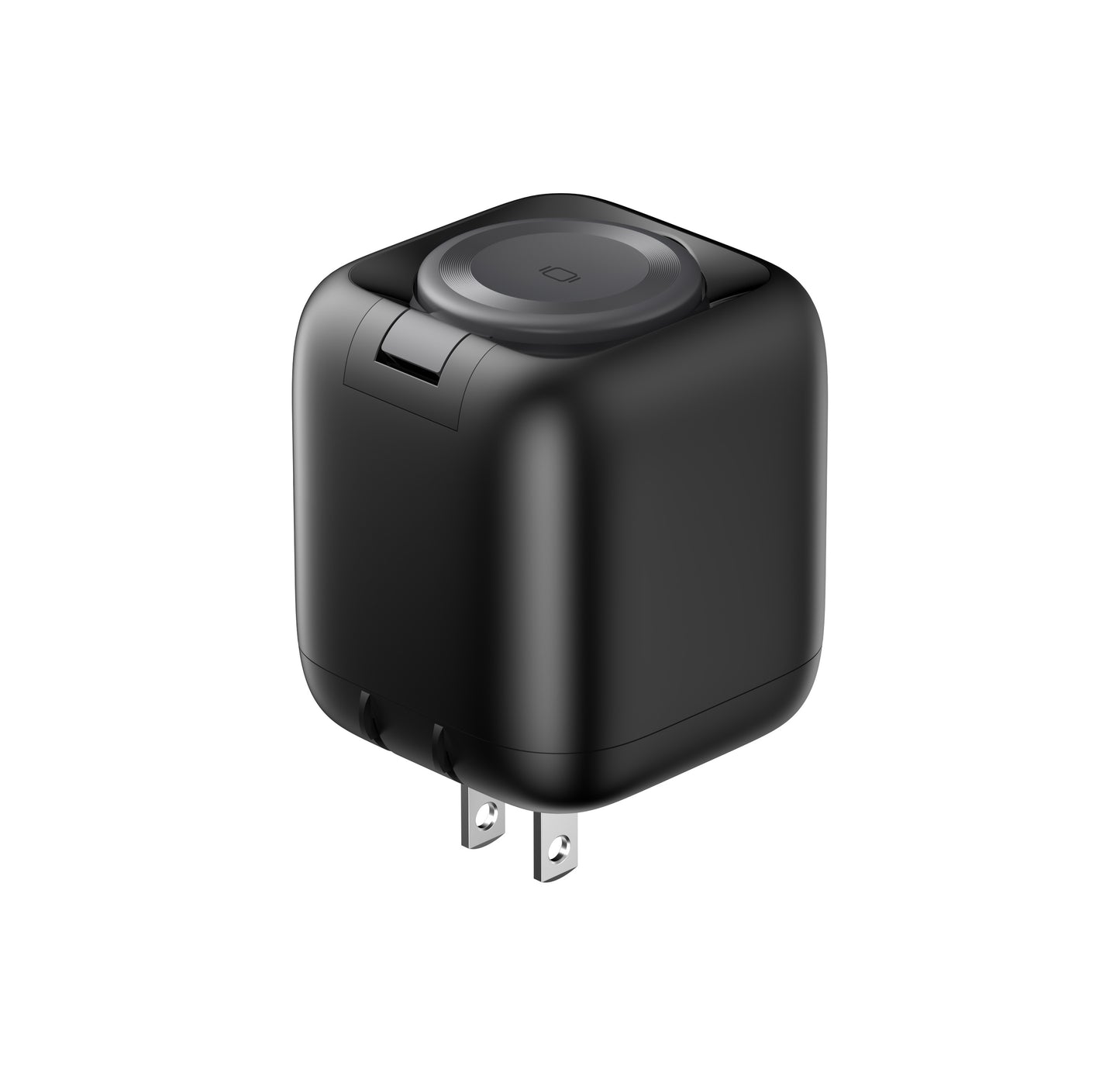 ZIZO PowerVault Cube 65W GaN Travel Charger with Smartwatch Dock, Retractable Cable, and Multi-Port Fast Charging - Space Black