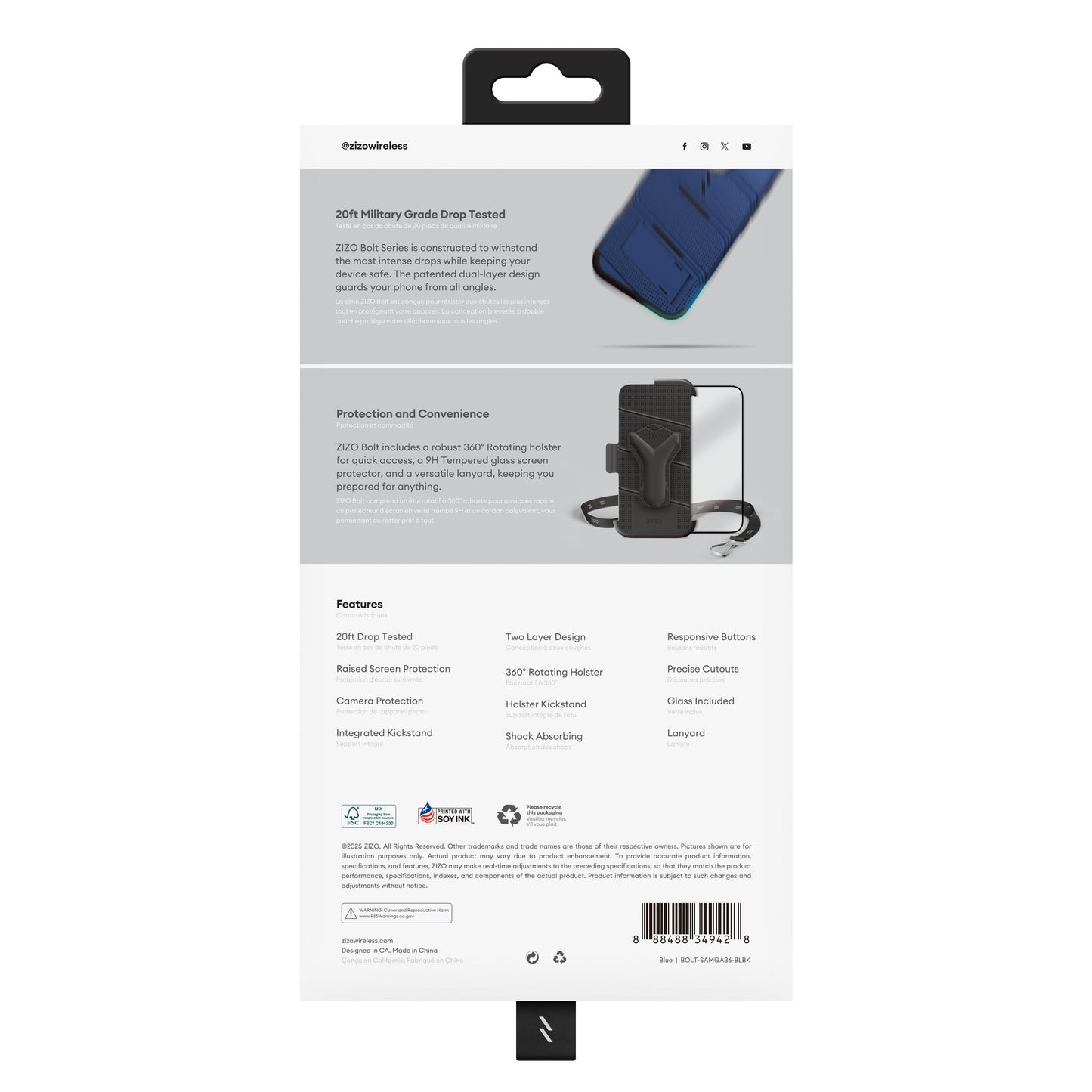ZIZO BOLT Bundle Galaxy A36 5G Case with Tempered Glass