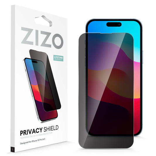 ZIZO PRIVACY Tempered Glass Screen Protector for iPhone 15 Pro - Privacy - ZIZO Wireless