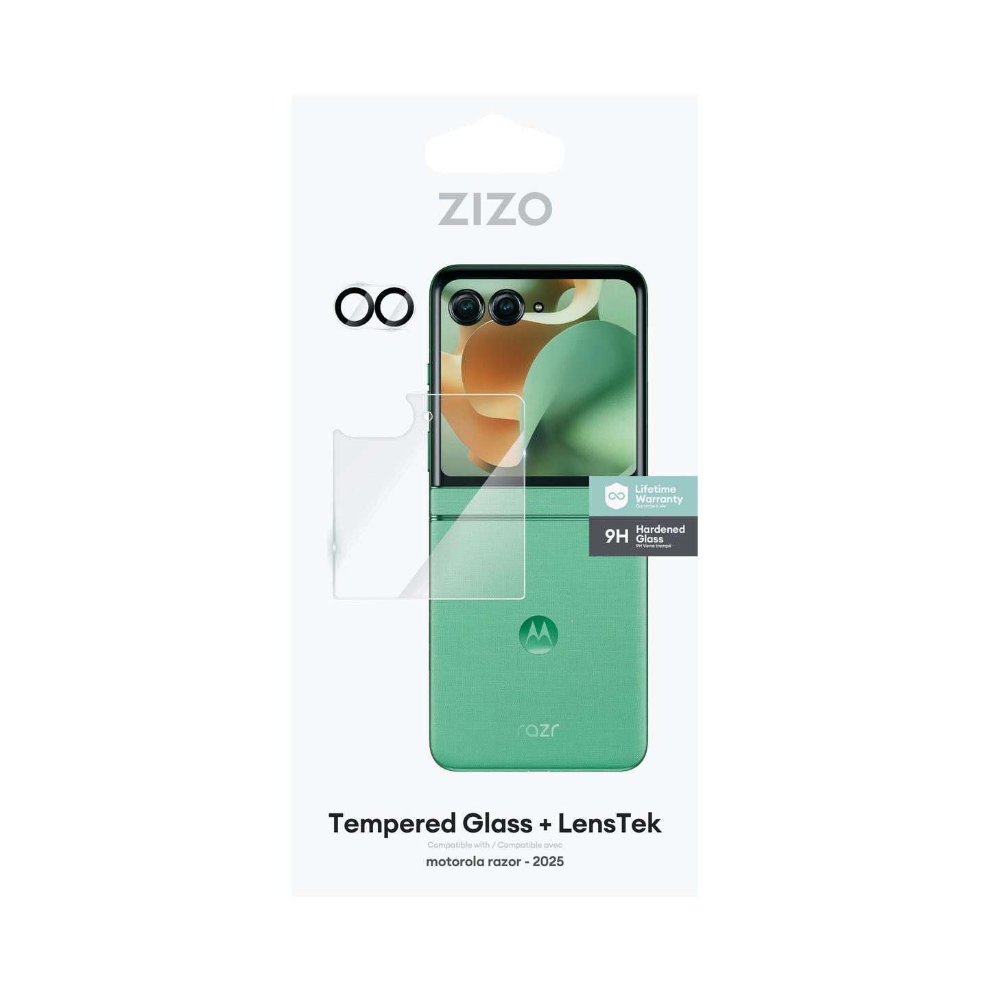 ZIZO TEMPERED GLASS Screen Protector with Camera Lens Protector for moto razr (2025) - Clear