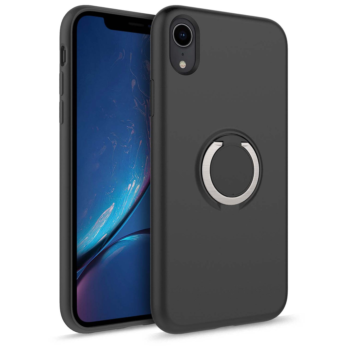 For iPhone XR - REVOLVE Case with Built In 360° Ring Holder Kickstand and Magnetic Mount