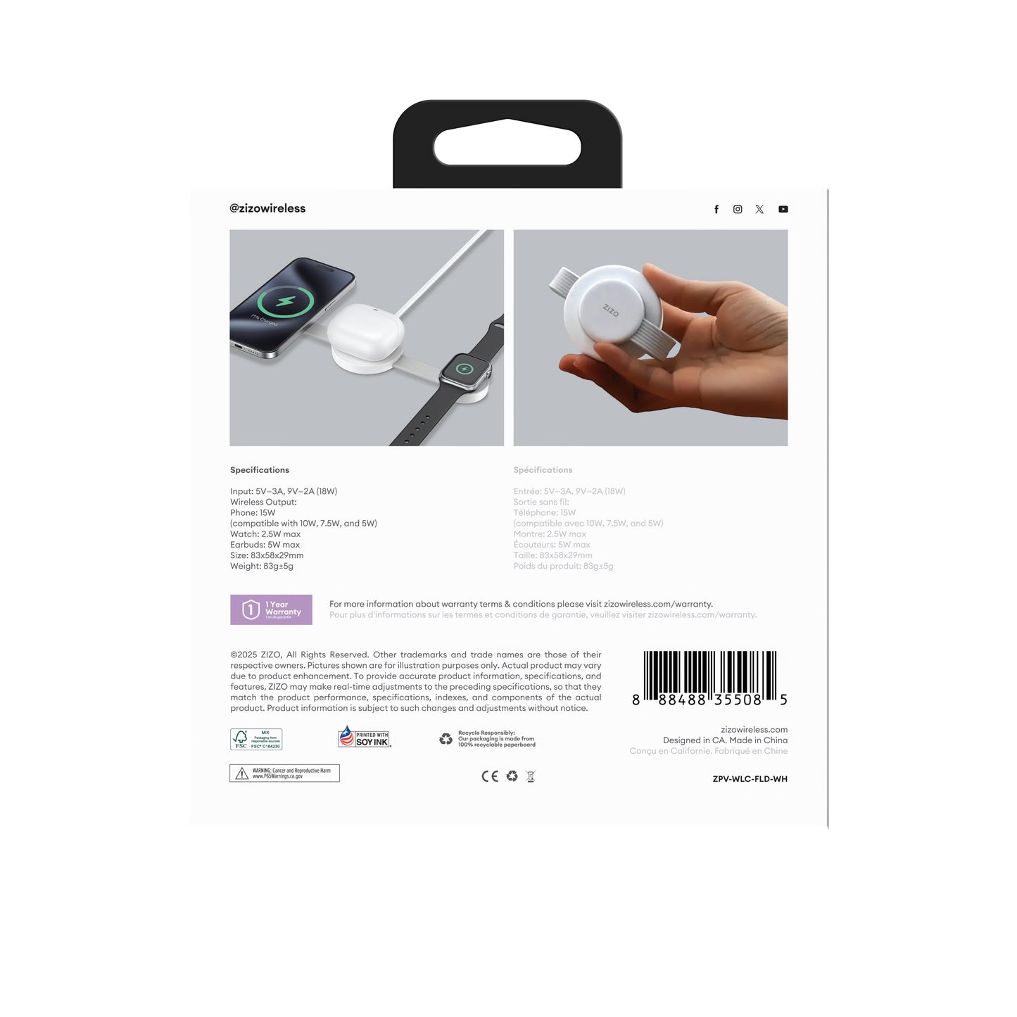 ZIZO PowerVault Fold 3-in-1 Travel Charging Station with MagSafe Mount