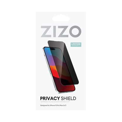 ZIZO PRIVACY Tempered Glass Screen Protector for iPhone 15 Pro Max - Privacy