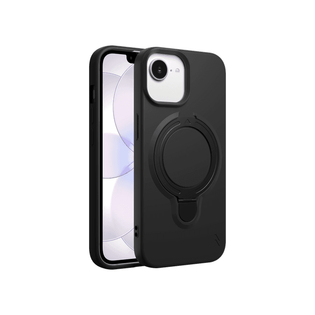 ZIZO REVOLVE Series iPhone 17e/16e/15/14/13 Case in Magnetic Black on a White iPhone 17e