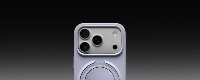 Macro of the lavender ZIZO Revolve case's camera window and rotating ring mount