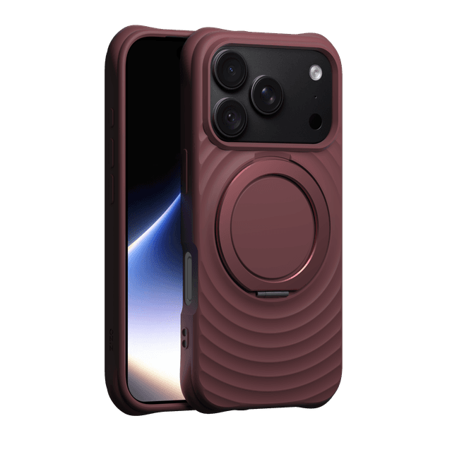 ZIZO Revolve Series iPhone 18 Pro / 17 Pro Slim MagSafe Case in Shadow Mauve on a Black iPhone 18 Pro