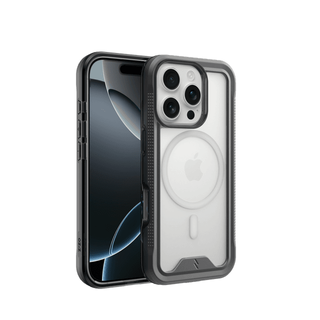 ZIZO ION Series iPhone 16 Pro MagSafe Case in Black on a White Titanium iPhone 16 Pro