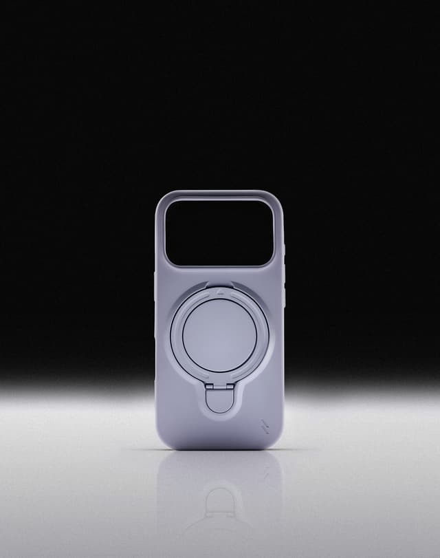 ZIZO Revolve case in lavender, front-on with the rotating ring folded flush into the back panel