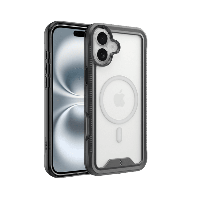 ZIZO ION Series iPhone 16 Plus MagSafe Case in Black on a White iPhone 16 Plus