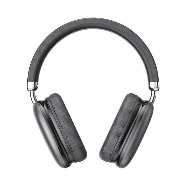 The ZIZO Tempo Pro in Black seen head on against white, both earcups turned flat and the fabric-wrapped band arched above them