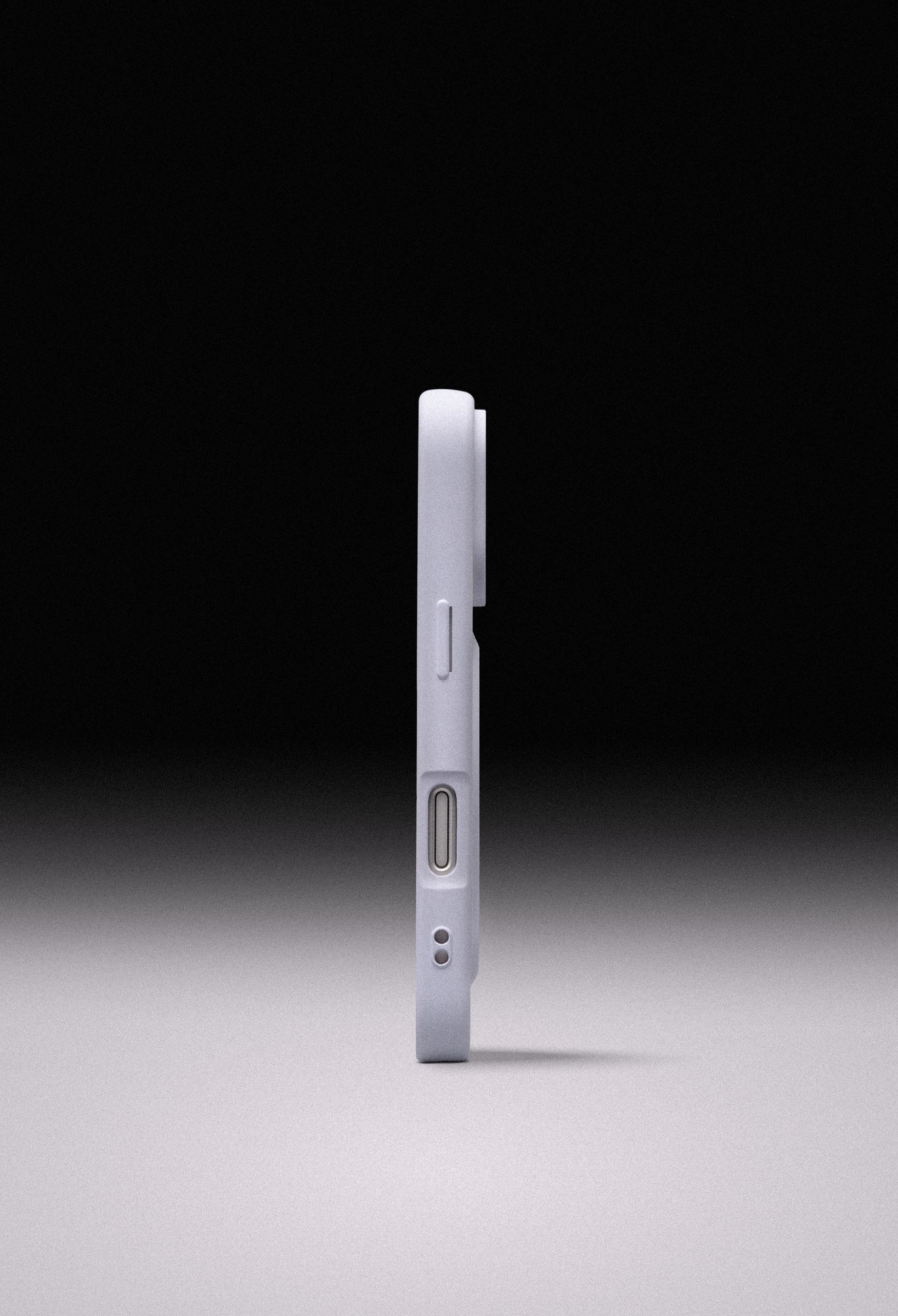 Side profile of the lavender ZIZO Revolve case showing the molded button covers and raised lip