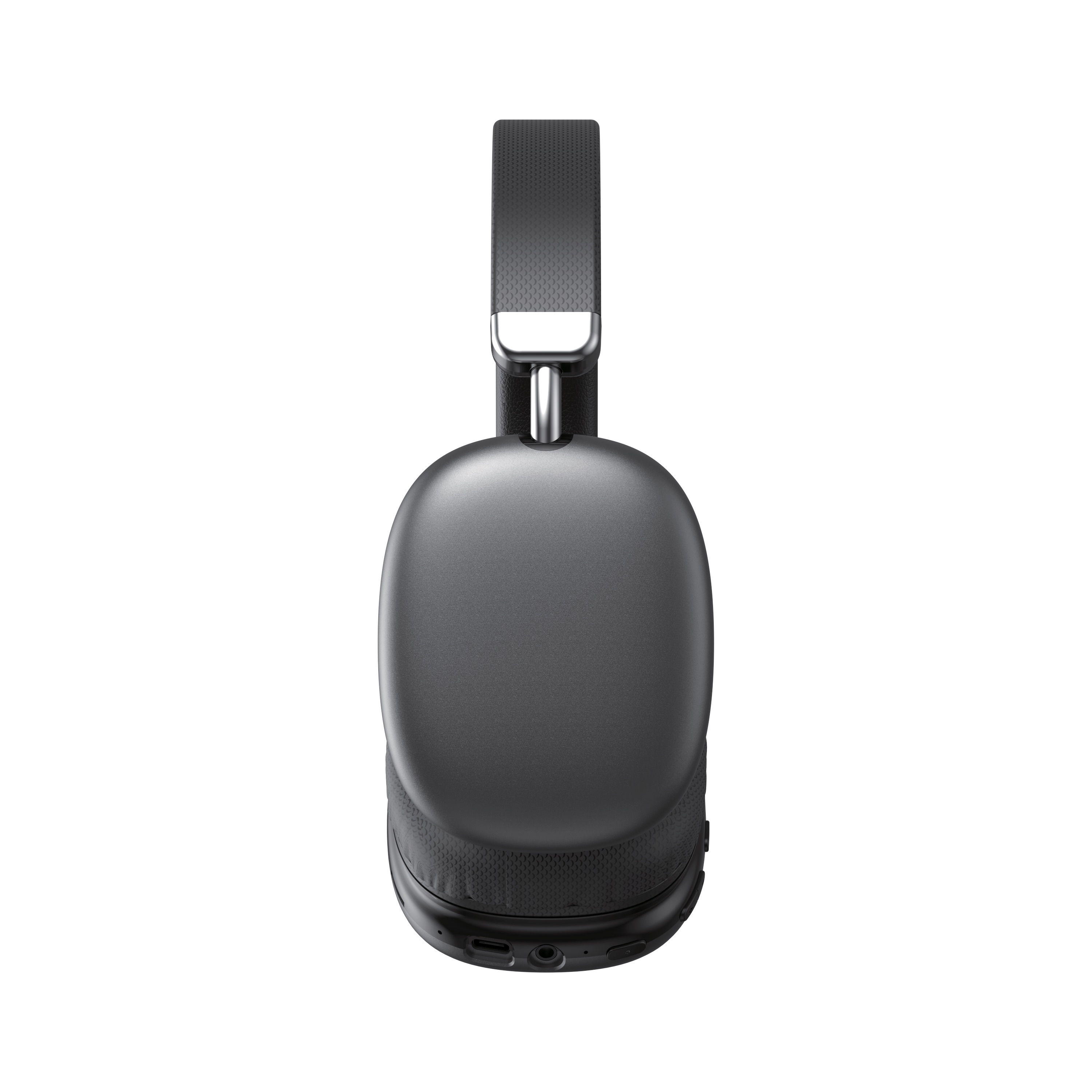 The ZIZO Tempo Pro in Black from the side against white, one earcup filling the frame with the band folded down behind it