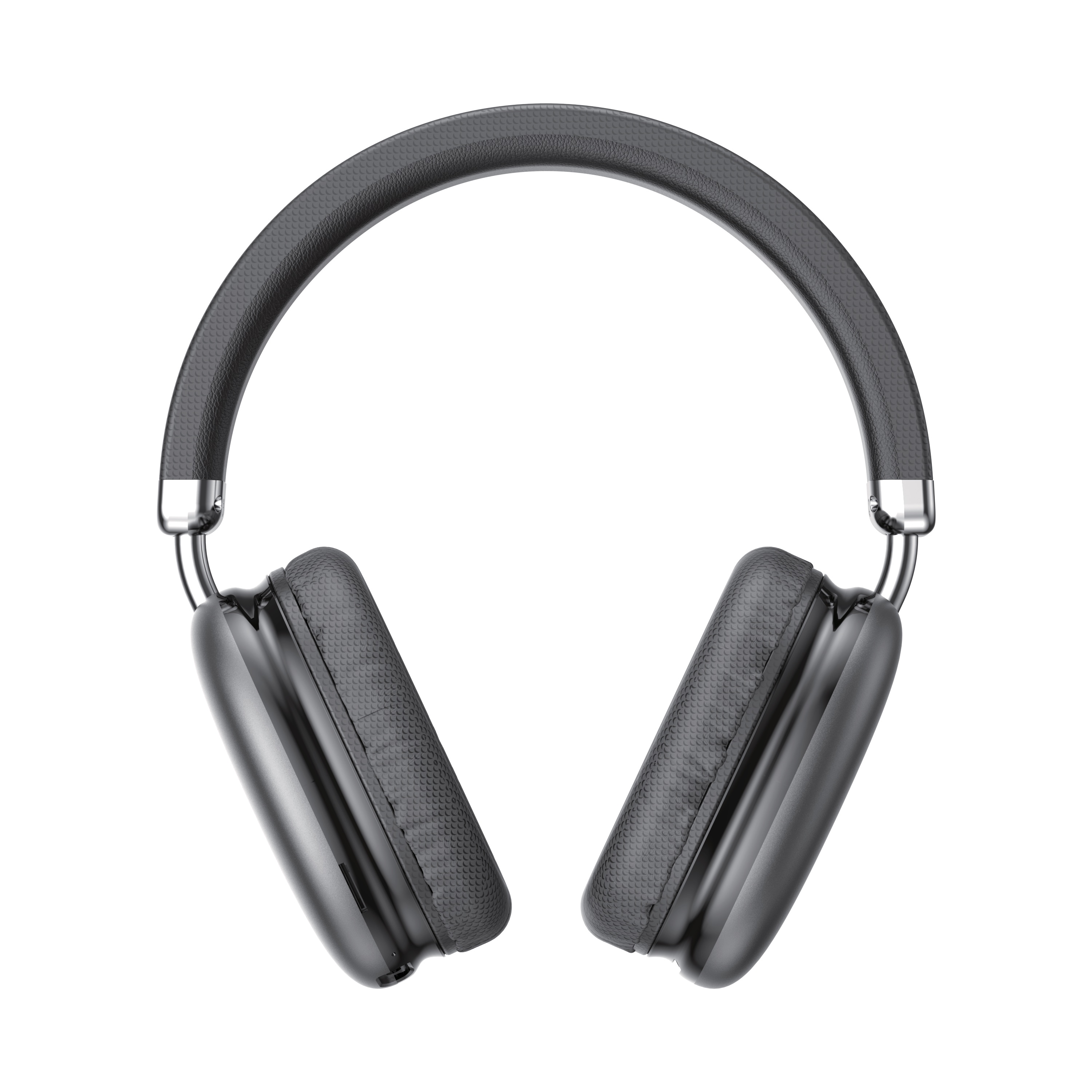 The ZIZO Tempo Pro in Black seen head on against white, both earcups turned flat and the fabric-wrapped band arched above them